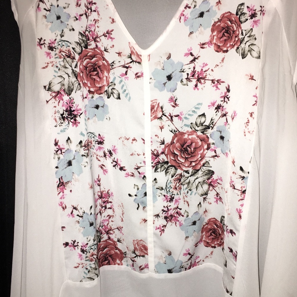 Torrid floral and white sheer flowing blouse